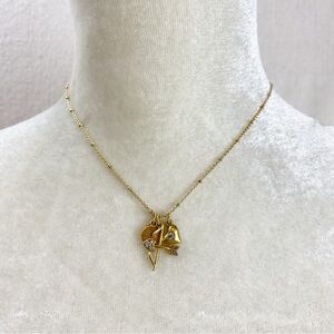 Sequin Brand Gold Tone Love theme Charm necklace